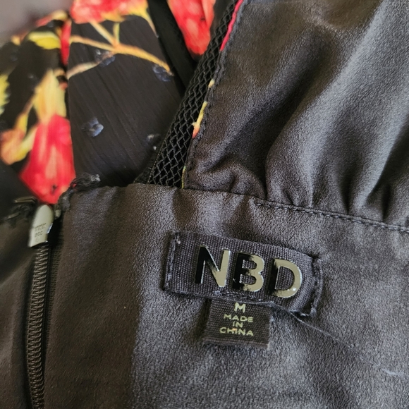 Revolve NBD Mini-A-Line Dress Isaac Red Floral Deep V-neck Cocktail - Picture 8 of 10